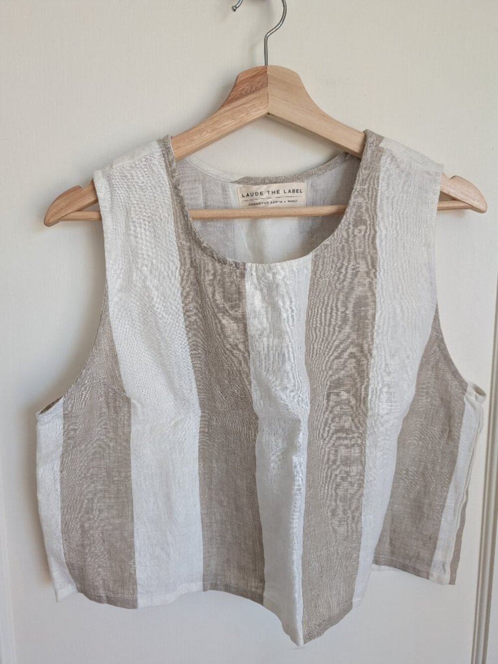 Striped Linen Crop Top NWOT Laude the Label - Picture 2 of 8